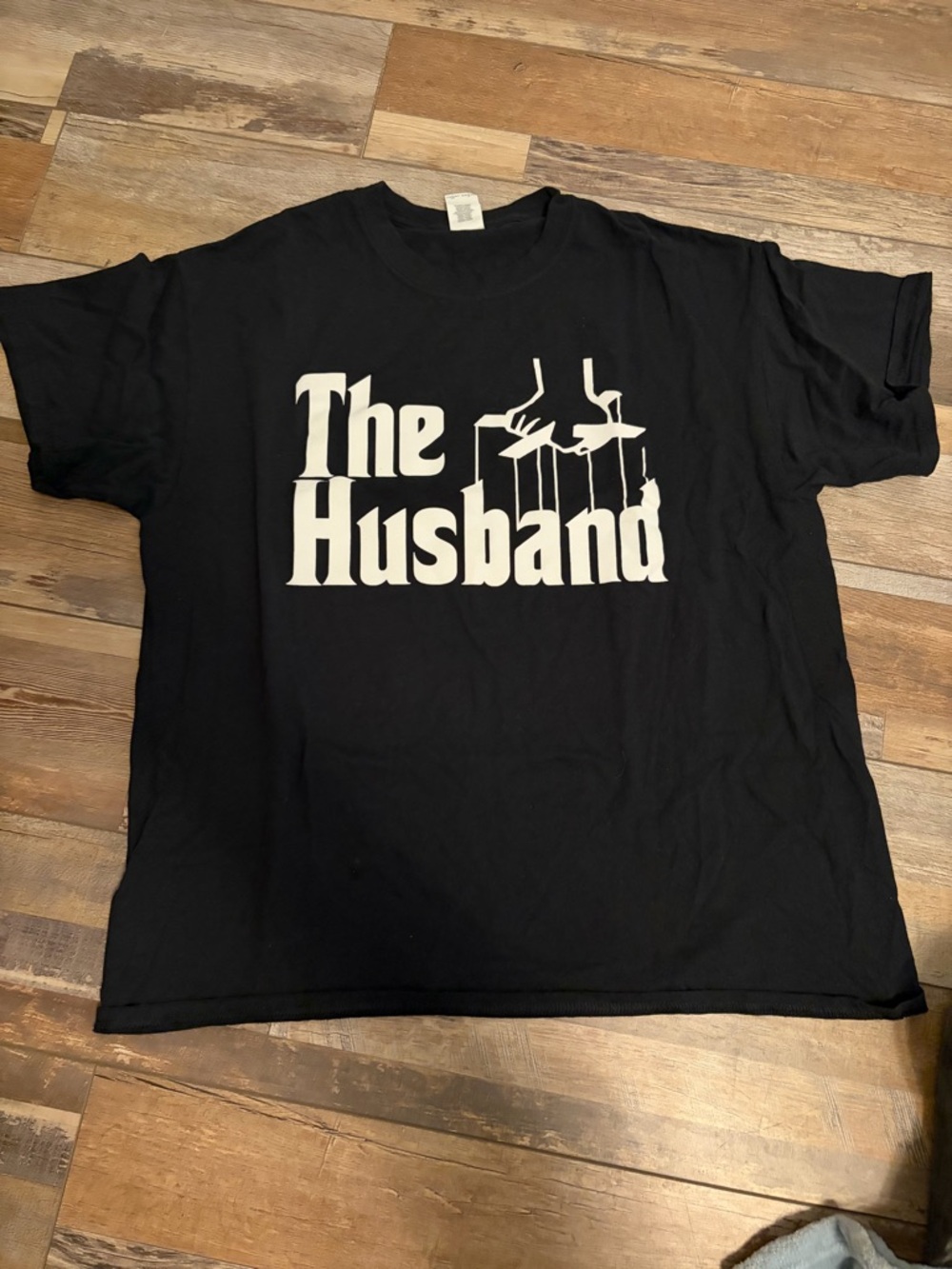 Gildan Black Short Sleeve Tee with White "The Husband" Graphic